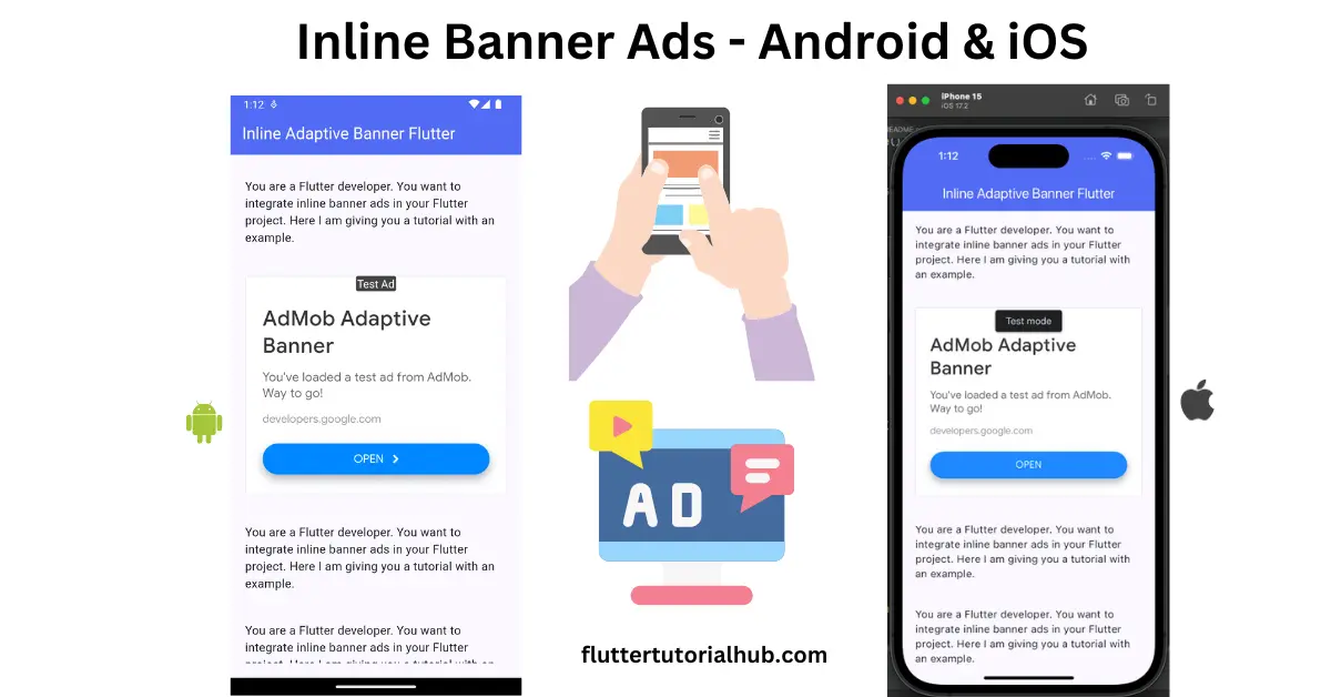 inline adaptive banner flutter, inline banner ads in flutter, Inline banner ads in flutter example, flutter inline banner ads, Flutter inline banner ads tutorial, Flutter inline banner ads github