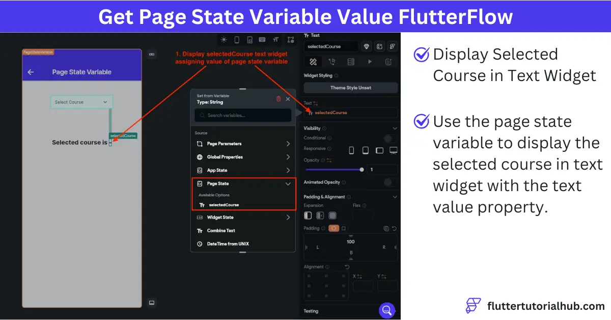 Get Page State Variable Value FlutterFlow, flutterflow page state, page state variable flutterflow, flutterflow local page state variables, what are the state variables